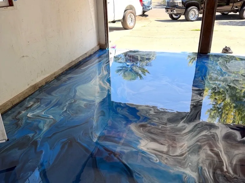 Dramatic metallic epoxy floor St. George Utah garage